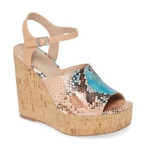 Charles By Charles David “Dory” Snake Print Cork Wedge Sandal Size 8